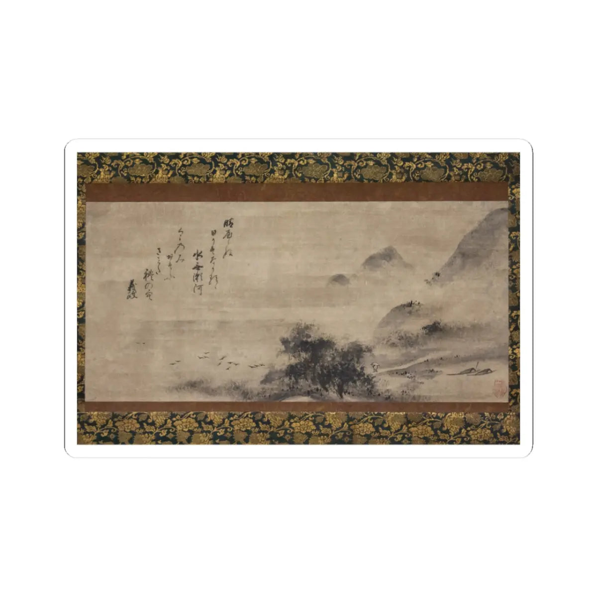 Sōami - Rainy Landscape - 17th century v1 - STICKER Vinyl Kiss-Cut Decal