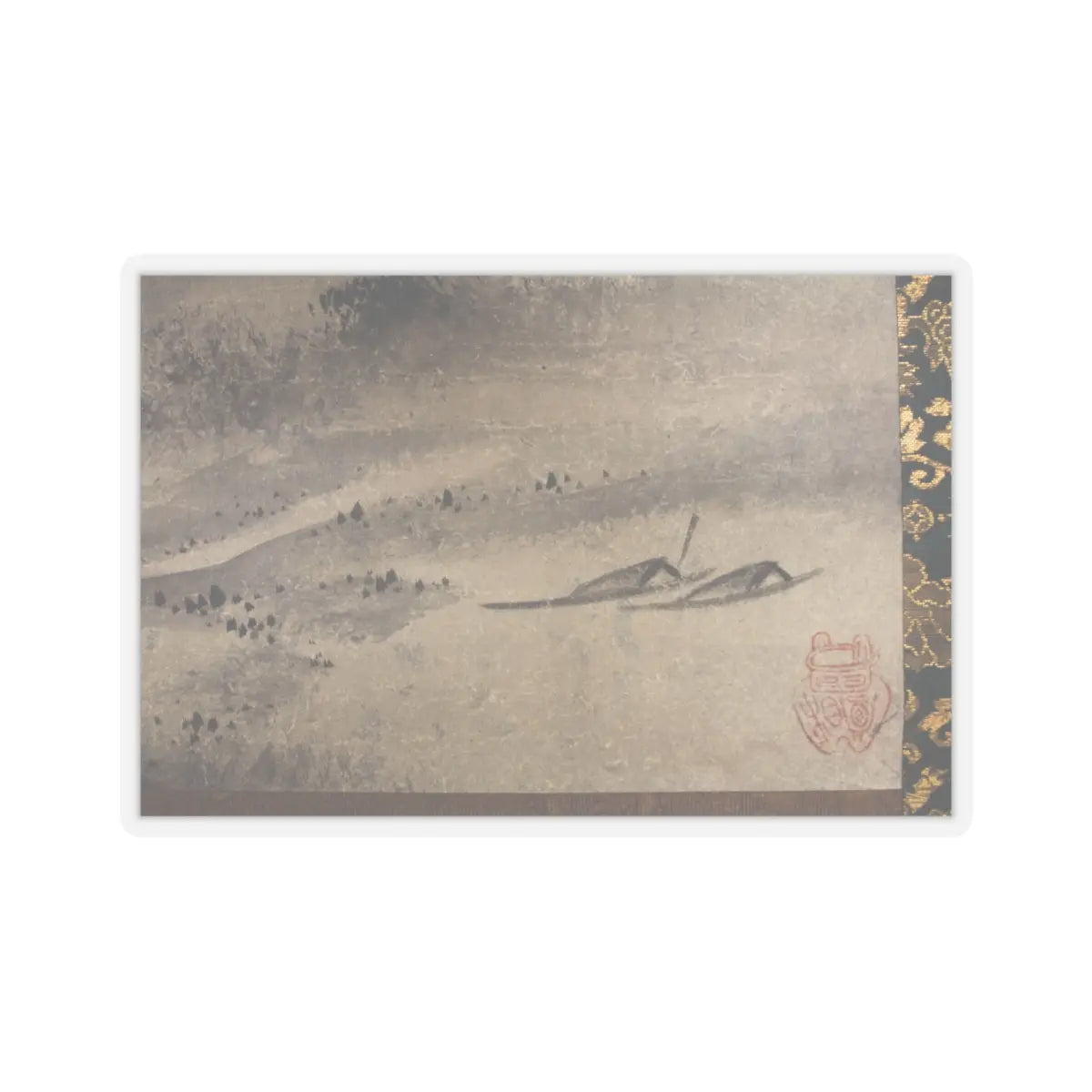 Sōami - Rainy Landscape - 17th century v7 - STICKER Vinyl Kiss-Cut Decal