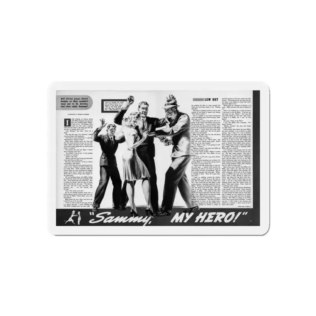 Sammy, My Hero!, Male Home Companion, October 1942 (Magazine Illustration) Refrigerator Magnet 3 Inch Die-Cut - The Sticker Space
