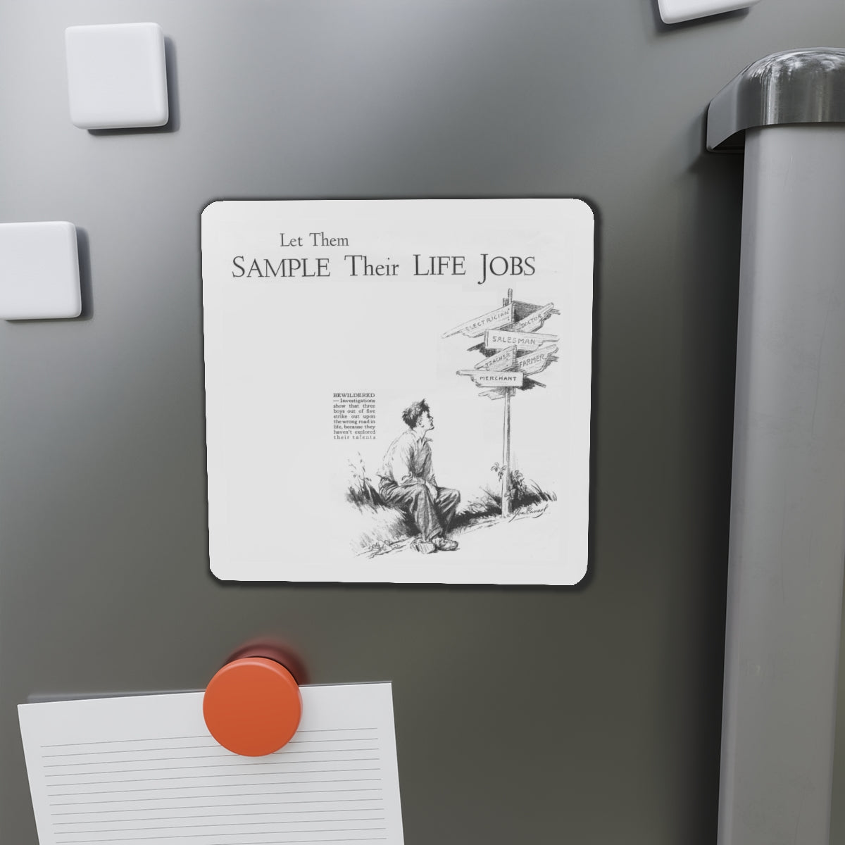 Sample Their Life Jobs (Magazine Illustration) Refrigerator Magnet-The Sticker Space