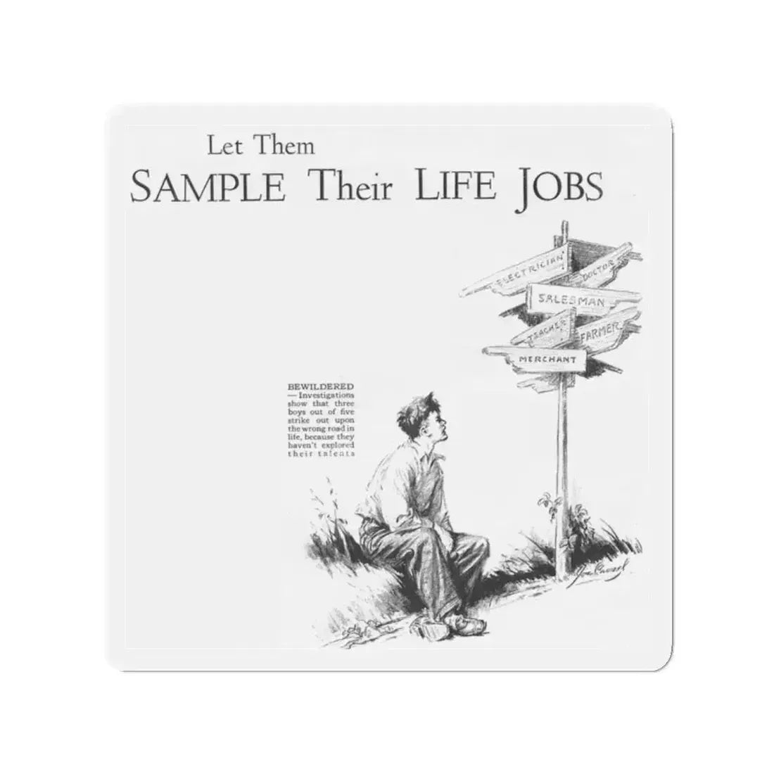 Sample Their Life Jobs (Magazine Illustration) Refrigerator Magnet 2 Inch Die-Cut - The Sticker Space