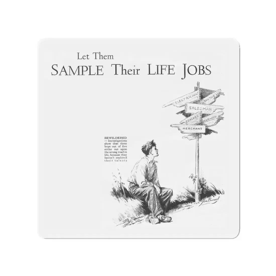 Sample Their Life Jobs (Magazine Illustration) Refrigerator Magnet 3 Inch Die-Cut - The Sticker Space