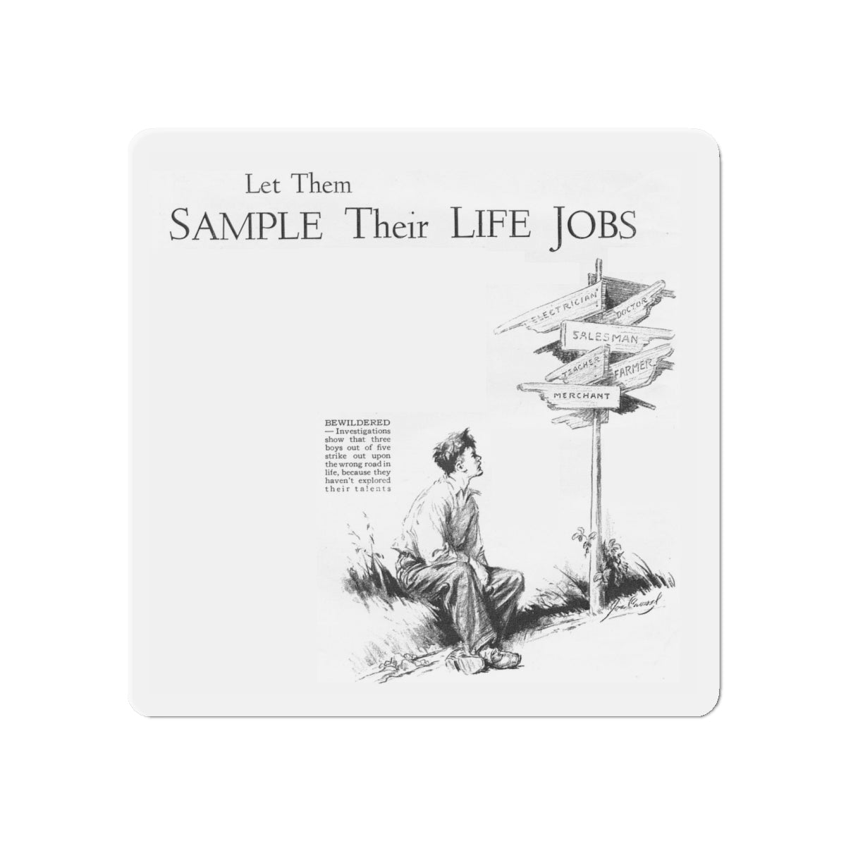 Sample Their Life Jobs (Magazine Illustration) Refrigerator Magnet-6 × 6"-The Sticker Space