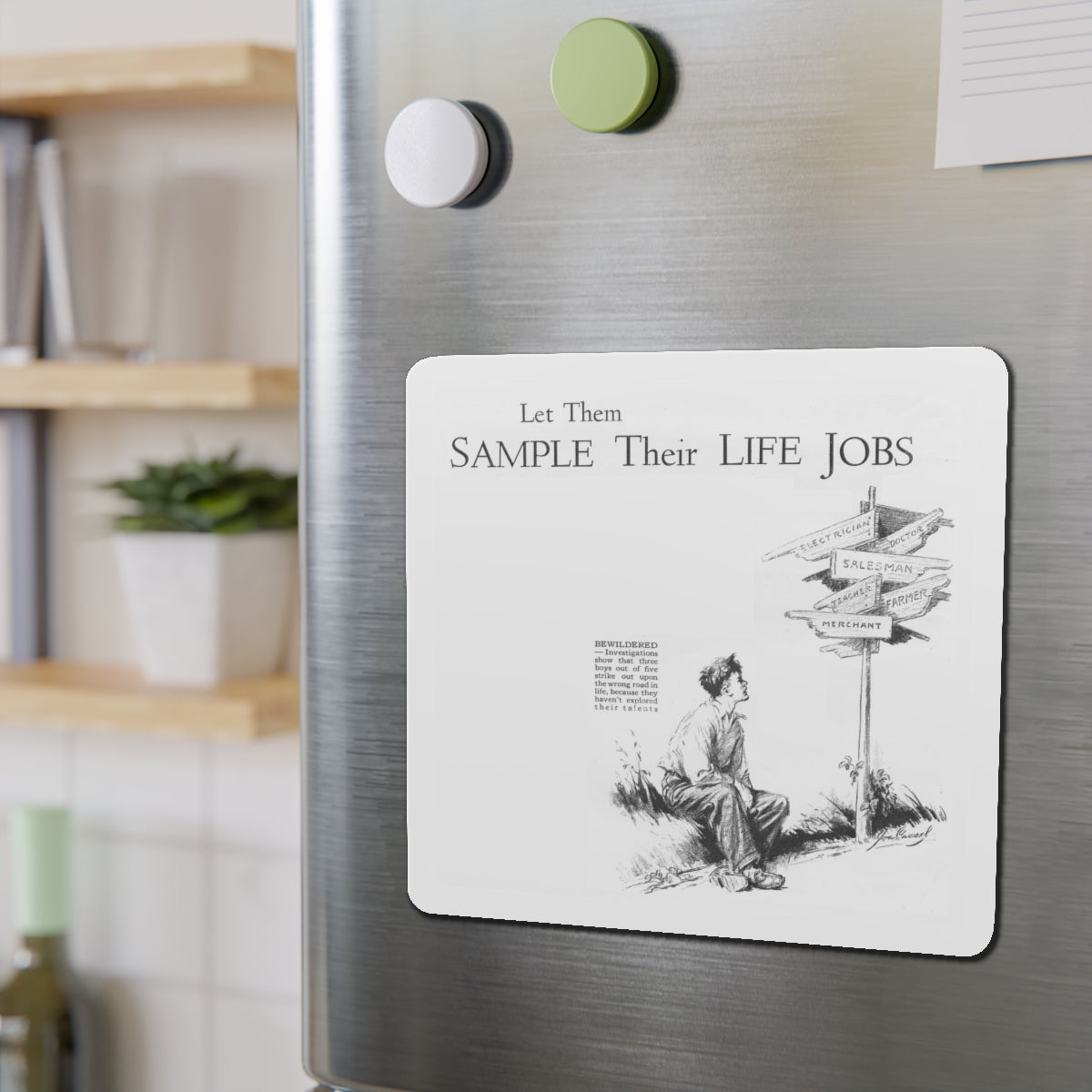 Sample Their Life Jobs (Magazine Illustration) Refrigerator Magnet-The Sticker Space