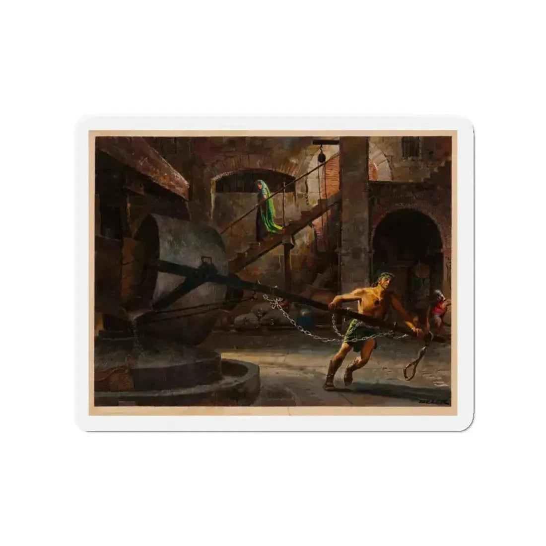 Samson and Delilah, movie illustration, 1949 (Magazine Illustration) Refrigerator Magnet 3 Inch Die-Cut - The Sticker Space