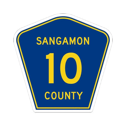 Sangamon County 10 (Illinois) (Road Sign) STICKER Vinyl Kiss-Cut Decal 4 Inch White - The Sticker Space