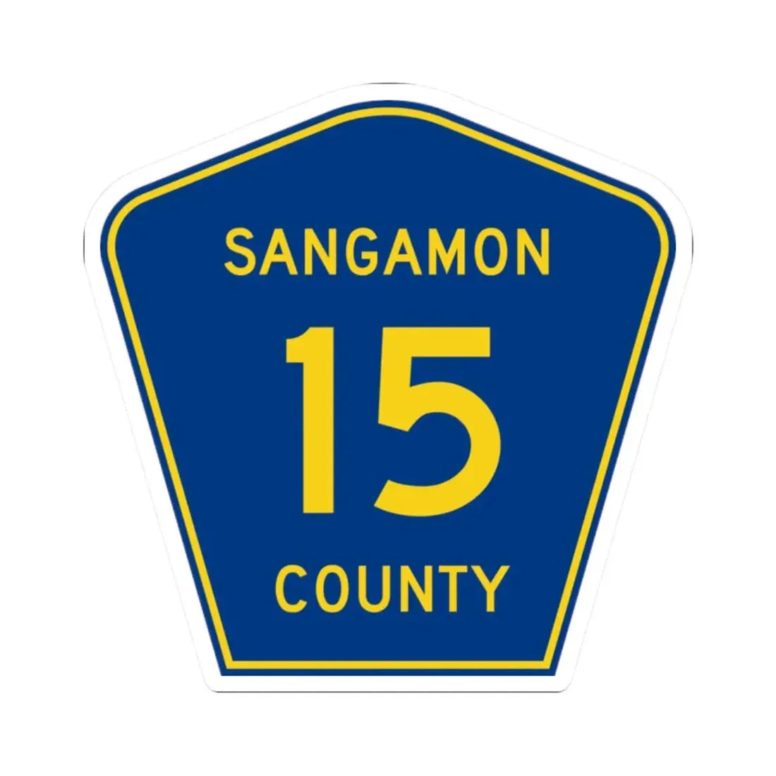 Sangamon County 15 (Illinois) (Road Sign) STICKER Vinyl Kiss-Cut Decal 2 Inch White - The Sticker Space