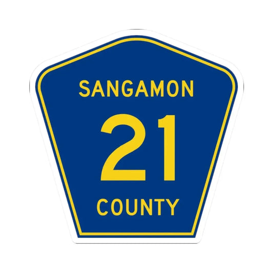 Sangamon County 21 (Illinois) (Road Sign) STICKER Vinyl Kiss-Cut Decal 2 Inch White - The Sticker Space