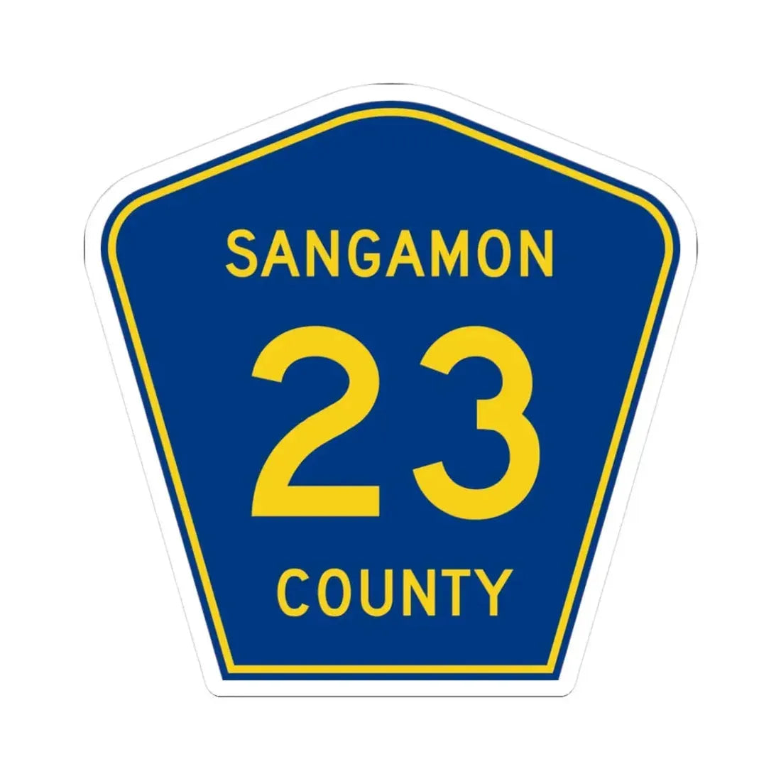 Sangamon County 23 (Illinois) (Road Sign) STICKER Vinyl Kiss-Cut Decal 3 Inch White - The Sticker Space
