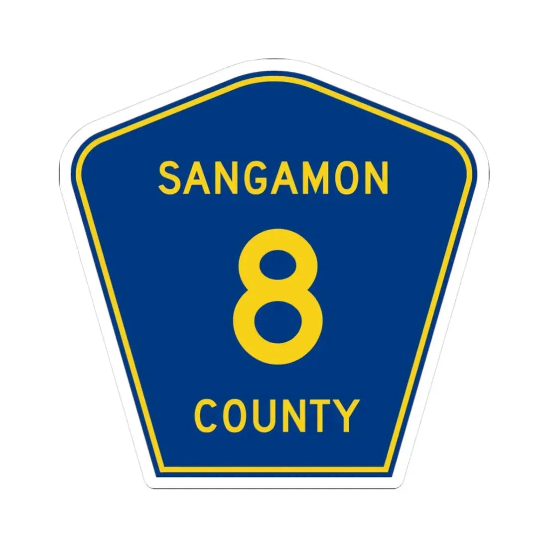 Sangamon County 8 (Illinois) (Road Sign) STICKER Vinyl Kiss-Cut Decal 3 Inch White - The Sticker Space