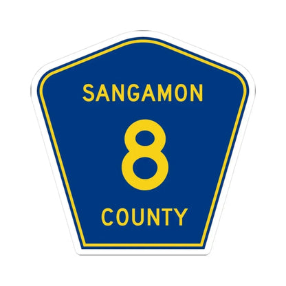 Sangamon County 8 (Illinois) (Road Sign) STICKER Vinyl Kiss-Cut Decal 3 Inch White - The Sticker Space