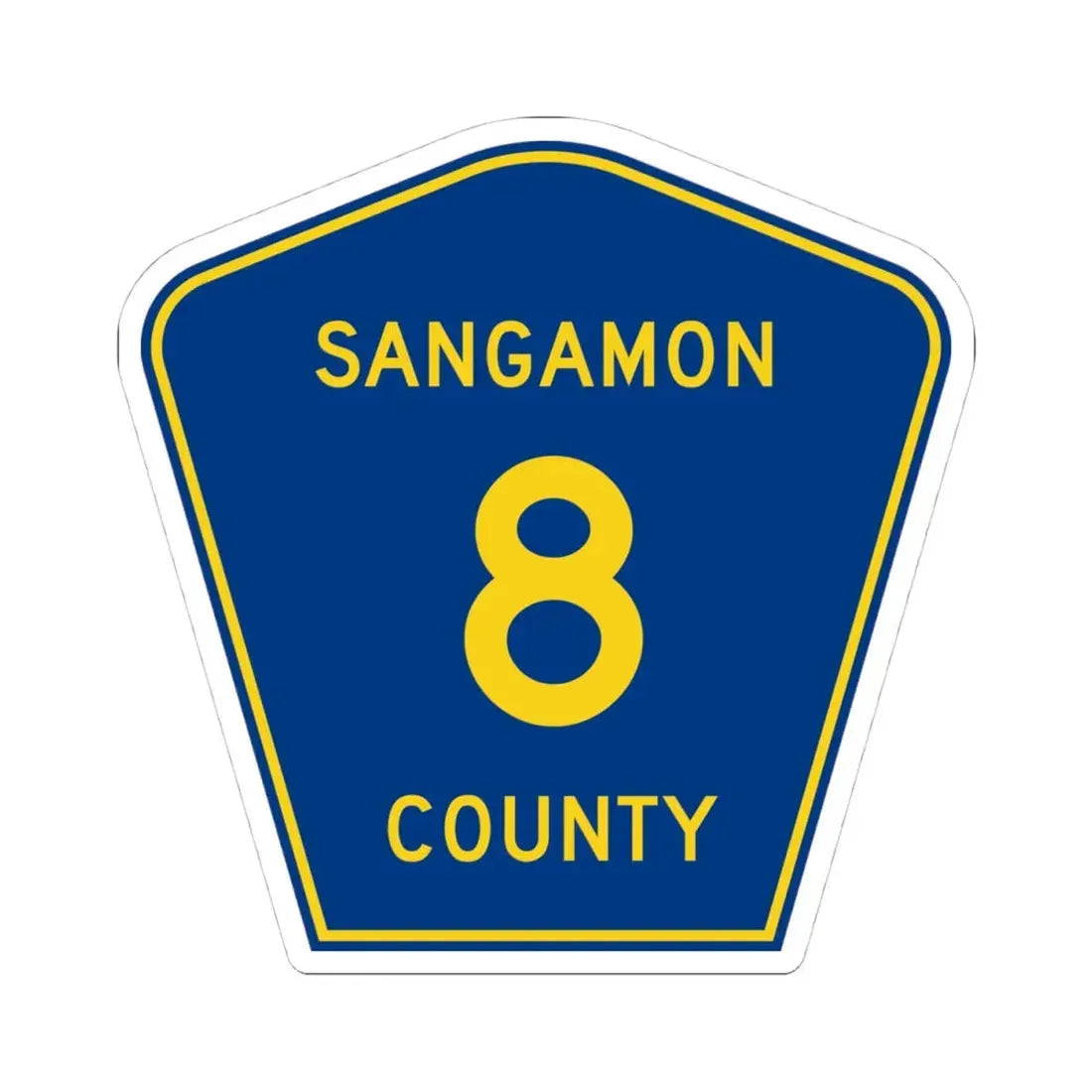 Sangamon County 8 (Illinois) (Road Sign) STICKER Vinyl Kiss-Cut Decal 4 Inch White - The Sticker Space