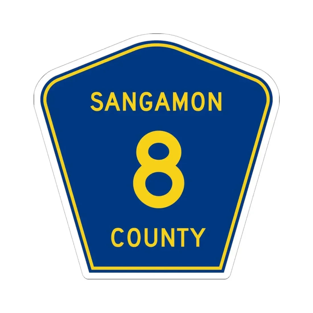 Sangamon County 8 (Illinois) (Road Sign) STICKER Vinyl Kiss-Cut Decal 6 Inch White - The Sticker Space