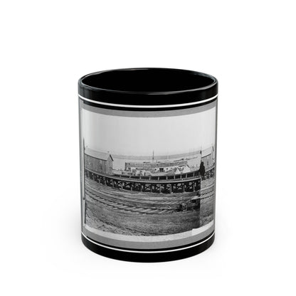 Sanitary Commission Barge At The Docks, City Point, Virginia (U.S. Civil War) Black Coffee Mug-11oz-The Sticker Space