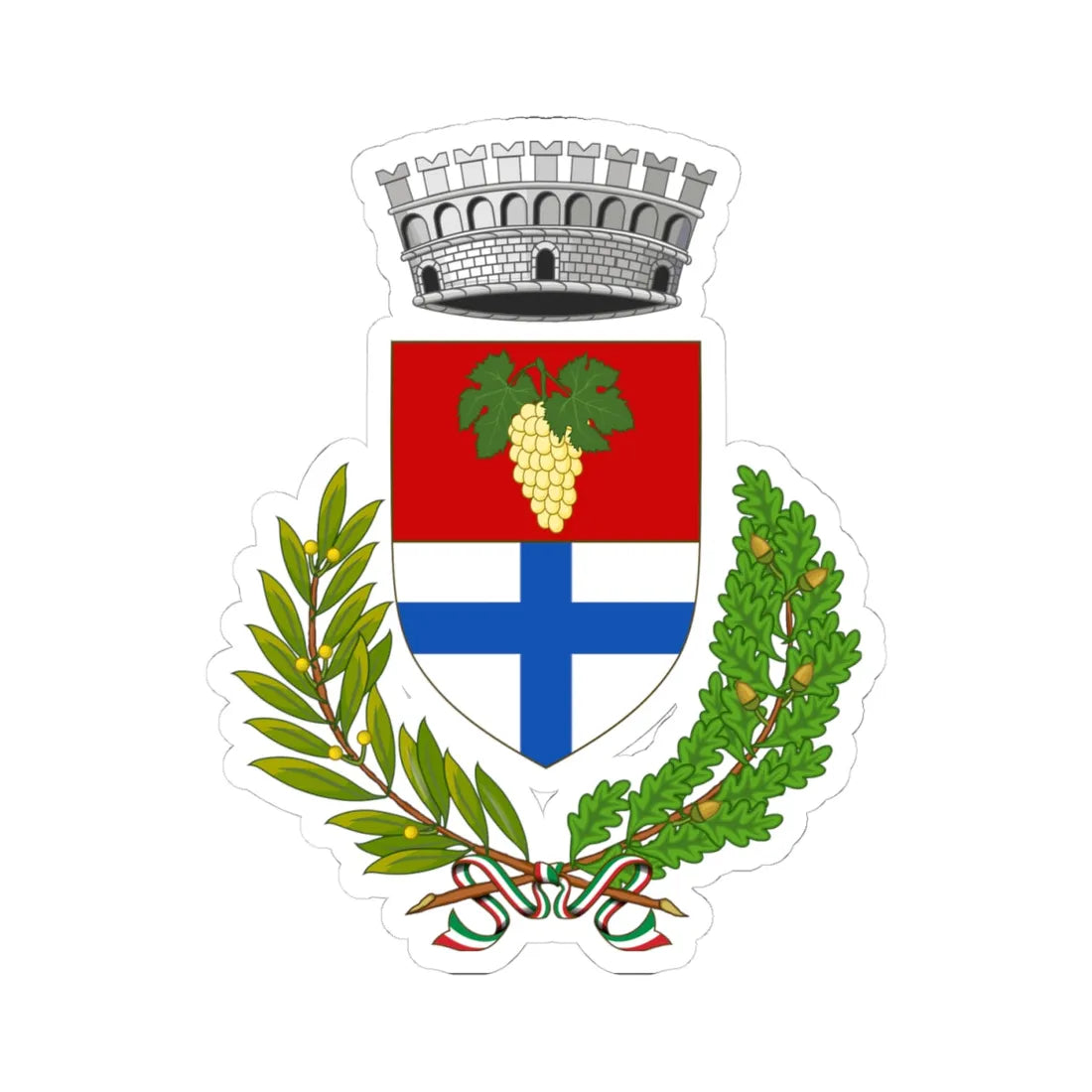 Sannicola-Stemma (Italy) (Coat of Arms) STICKER Vinyl Kiss-Cut Decal 4 Inch White - The Sticker Space