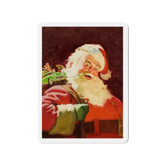 Santa and His Bag of Gifts (Magazine Illustration) Refrigerator Magnet 2 Inch Die-Cut - The Sticker Space