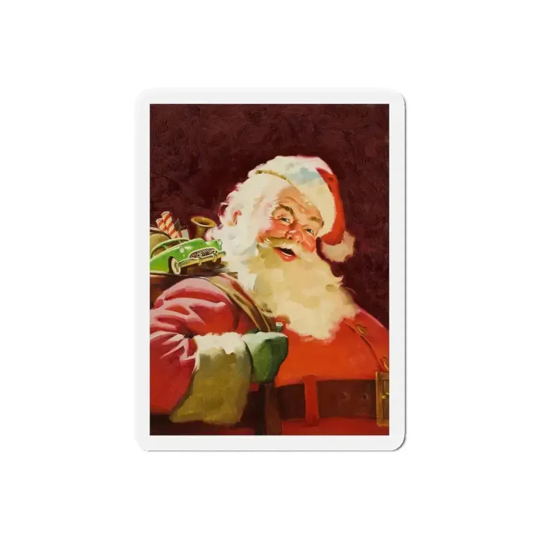 Santa and His Bag of Gifts (Magazine Illustration) Refrigerator Magnet 6 Inch Die-Cut - The Sticker Space