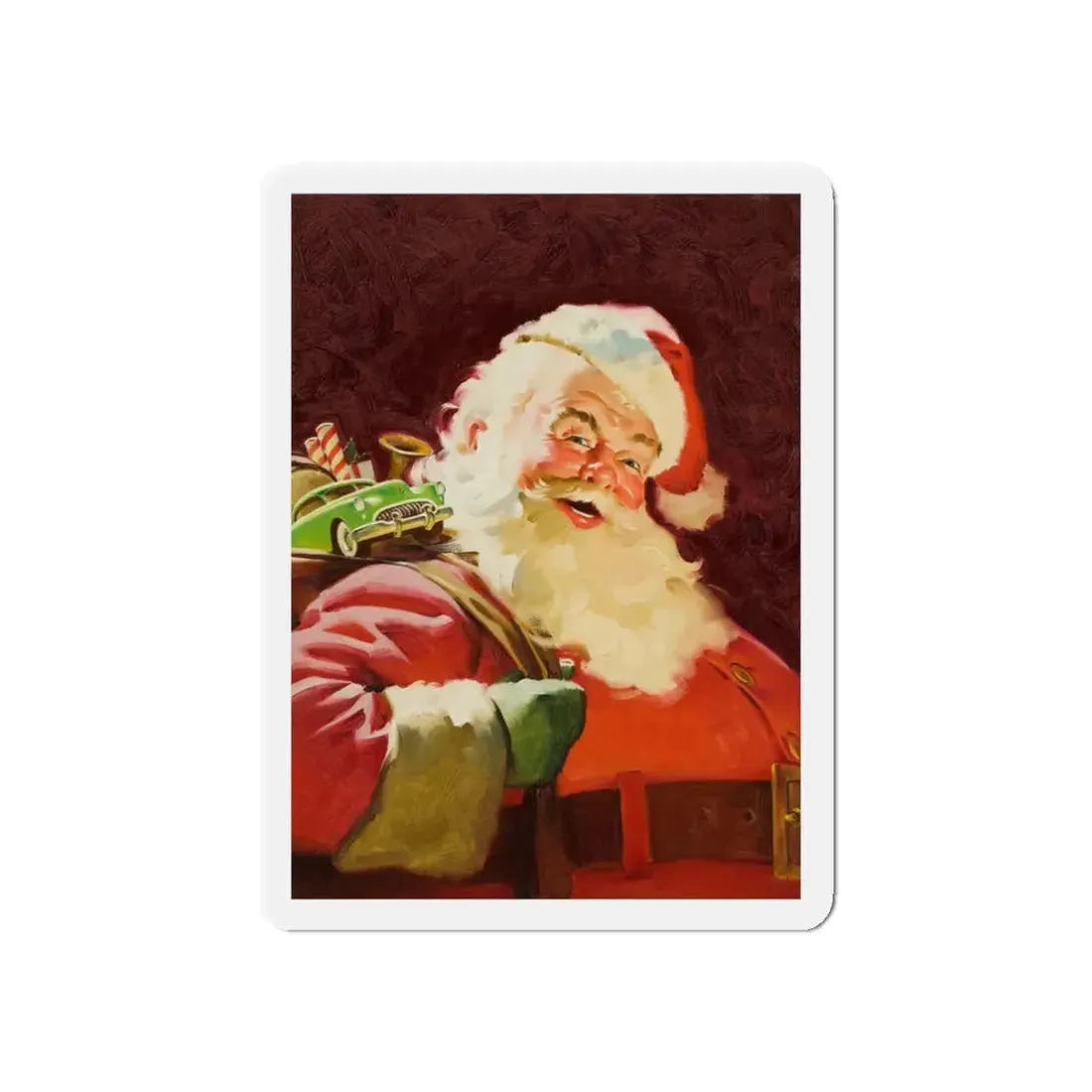 Santa and His Bag of Gifts (Magazine Illustration) Refrigerator Magnet - The Sticker Space