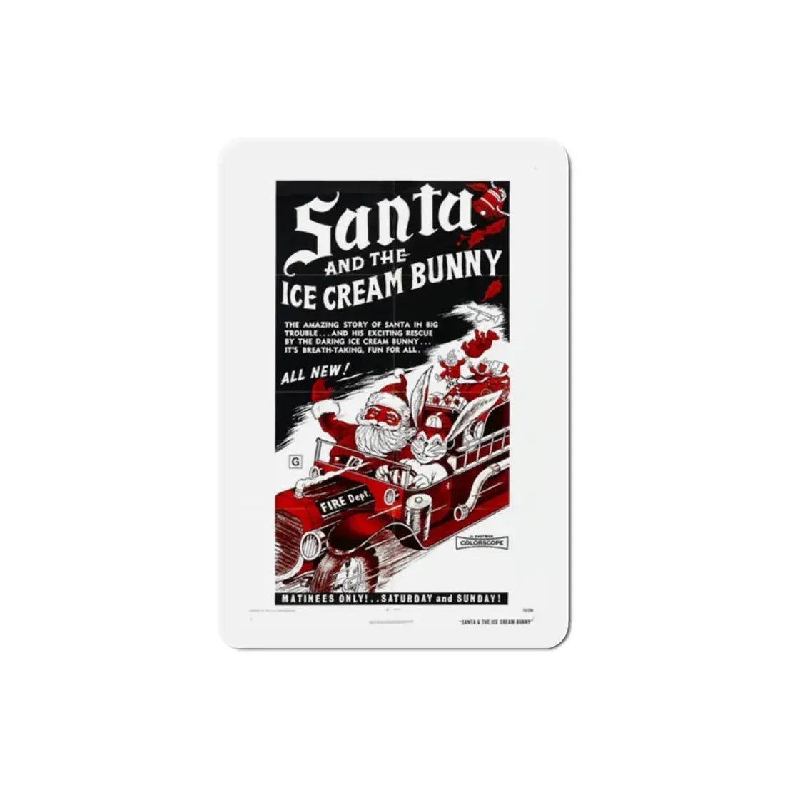 Santa and the Ice Cream Bunny 1972 Movie Poster Refrigerator Magnet 2 Inch - The Sticker Space