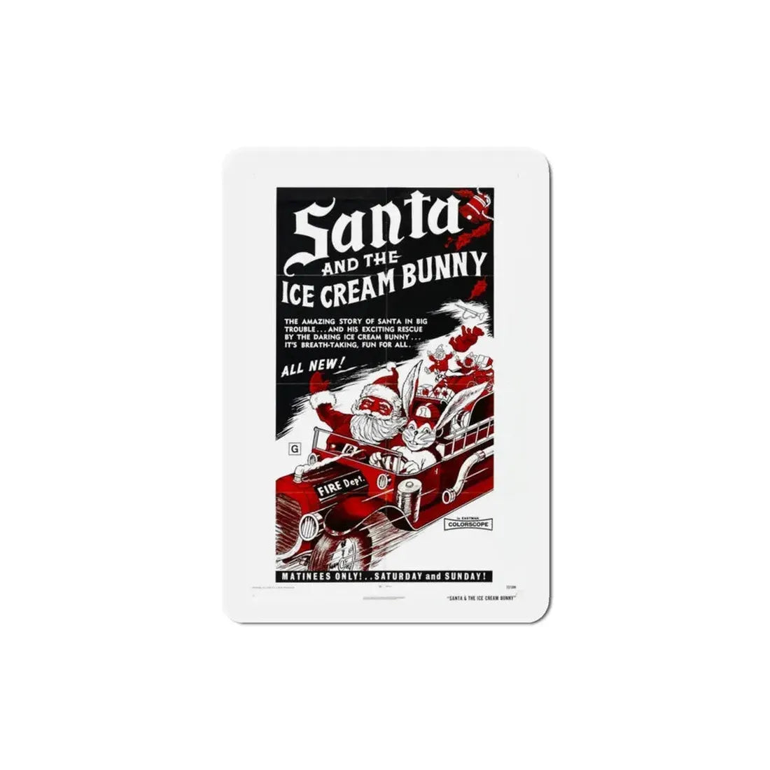Santa and the Ice Cream Bunny 1972 Movie Poster Refrigerator Magnet 3 Inch - The Sticker Space