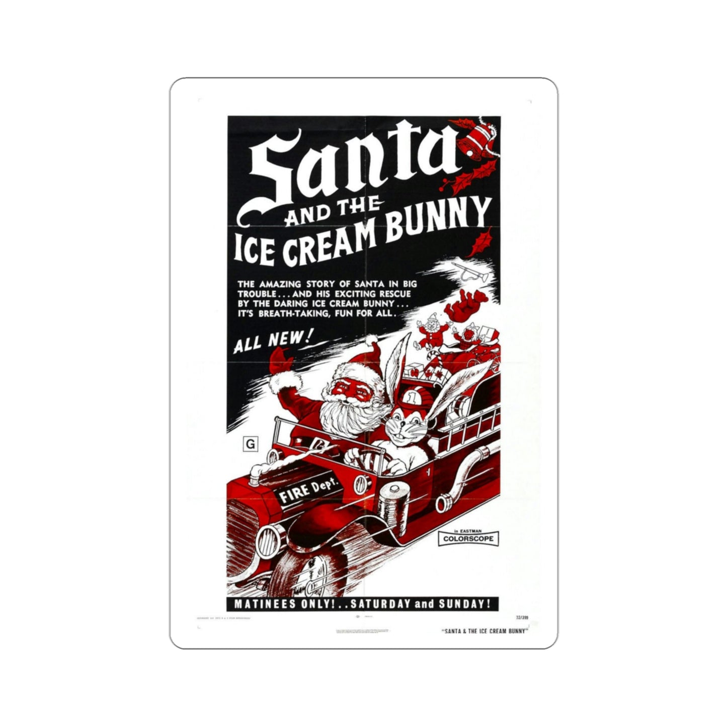 Santa and the Ice Cream Bunny 1972 Movie Poster STICKER Vinyl Die-Cut Decal-3 Inch-The Sticker Space