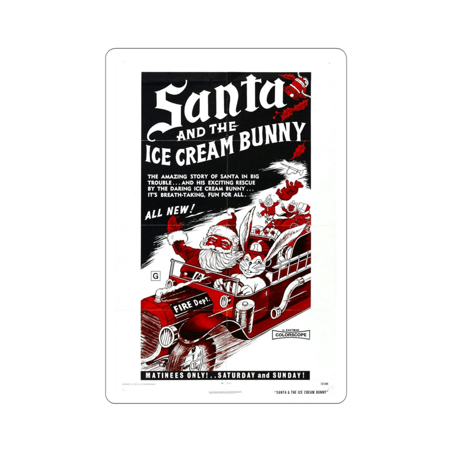 Santa and the Ice Cream Bunny 1972 Movie Poster STICKER Vinyl Die-Cut Decal-5 Inch-The Sticker Space