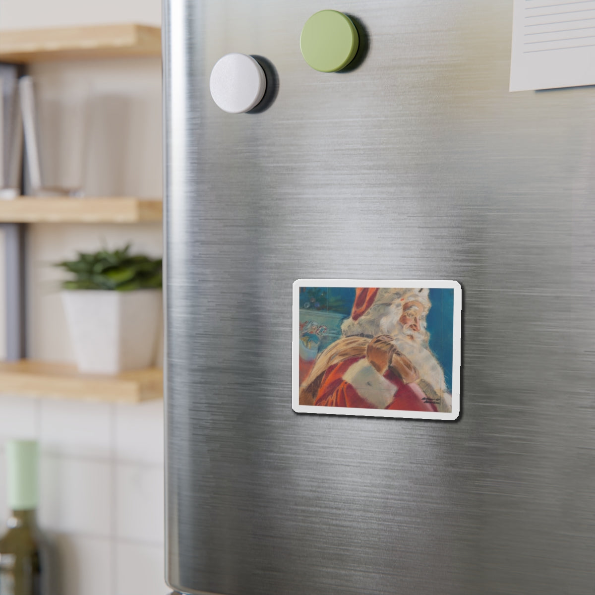 Santa Arrives (Magazine Illustration) Refrigerator Magnet-The Sticker Space