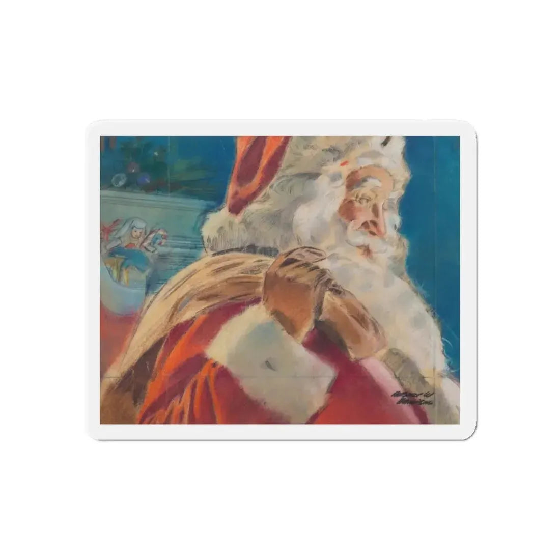 Santa Arrives (Magazine Illustration) Refrigerator Magnet - The Sticker Space