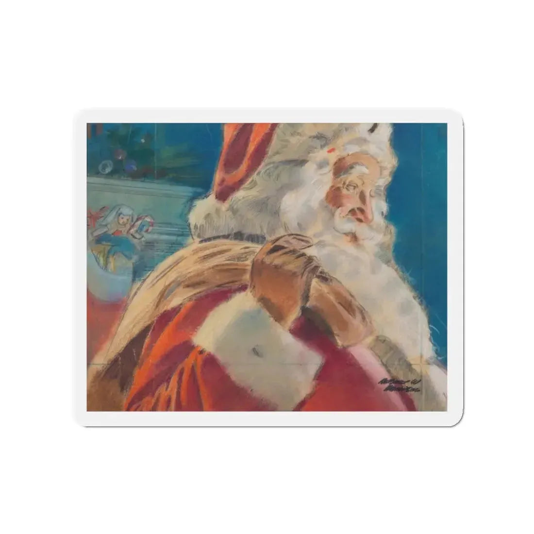 Santa Arrives (Magazine Illustration) Refrigerator Magnet - The Sticker Space