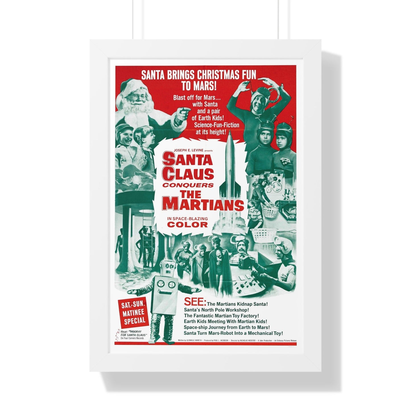 SANTA CLAUS CONQUERS THE MARTIANS 1964 - Framed Movie Poster-16″ x 24″-The Sticker Space