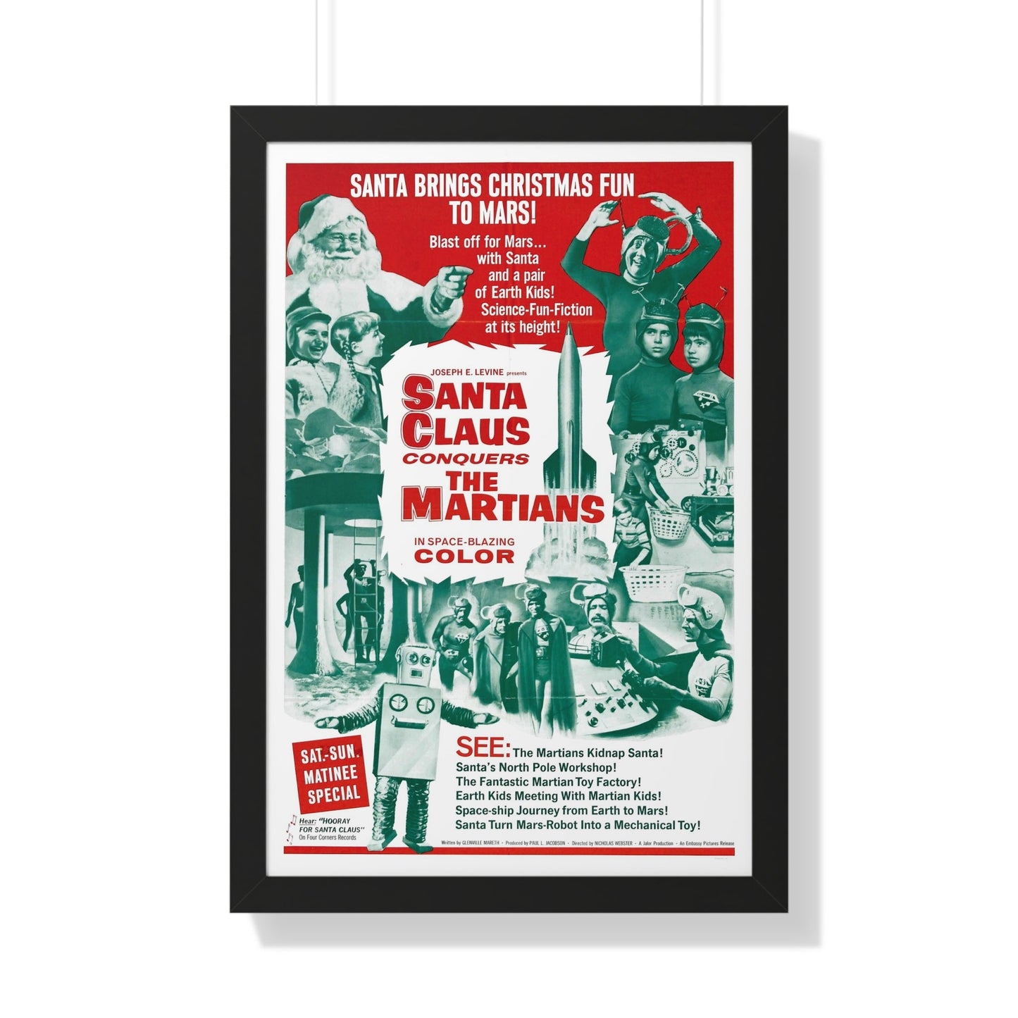 SANTA CLAUS CONQUERS THE MARTIANS 1964 - Framed Movie Poster-20" x 30"-The Sticker Space