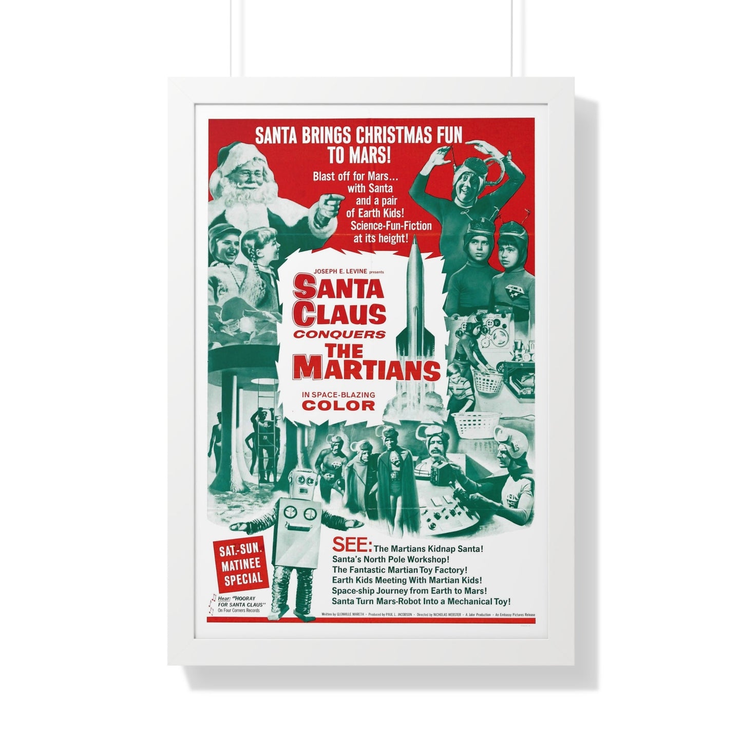 SANTA CLAUS CONQUERS THE MARTIANS 1964 - Framed Movie Poster-20" x 30"-The Sticker Space