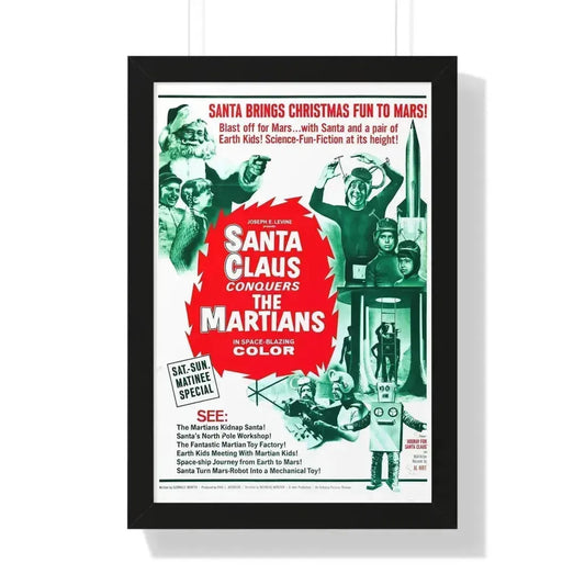 SANTA CLAUS CONQUERS THE MARTIANS (2) 1964 - Framed Movie Poster 16″ x 24″ Black - The Sticker Space
