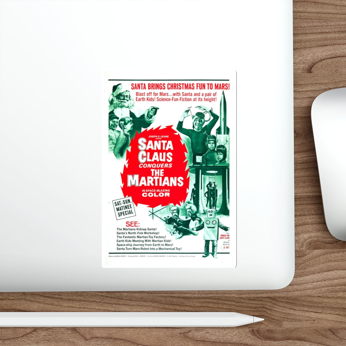 SANTA CLAUS CONQUERS THE MARTIANS (2) 1964 Movie Poster STICKER Vinyl Die-Cut Decal-The Sticker Space