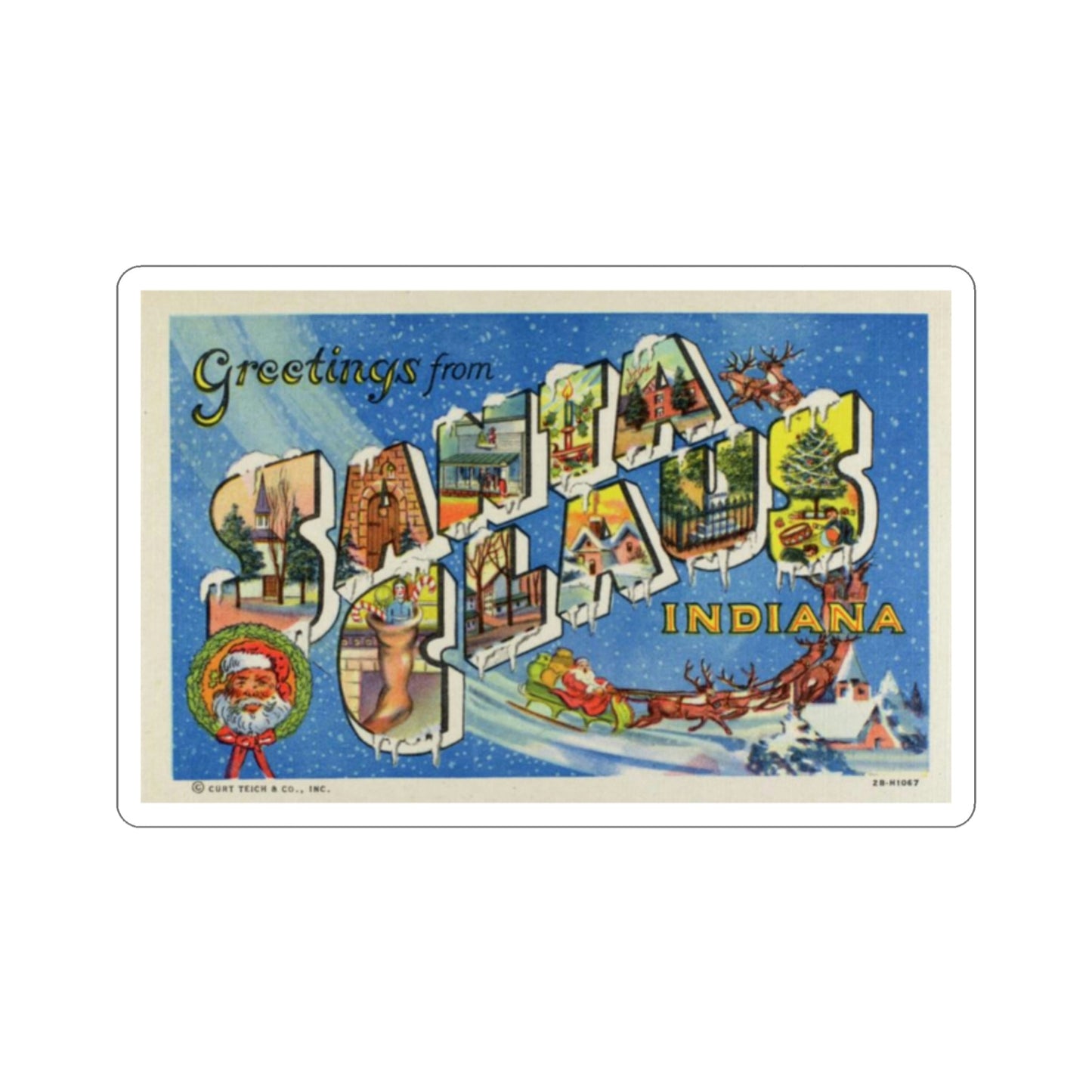 Santa Claus Indiana (Greeting Cards) STICKER Vinyl Die-Cut Decal-2 Inch-The Sticker Space