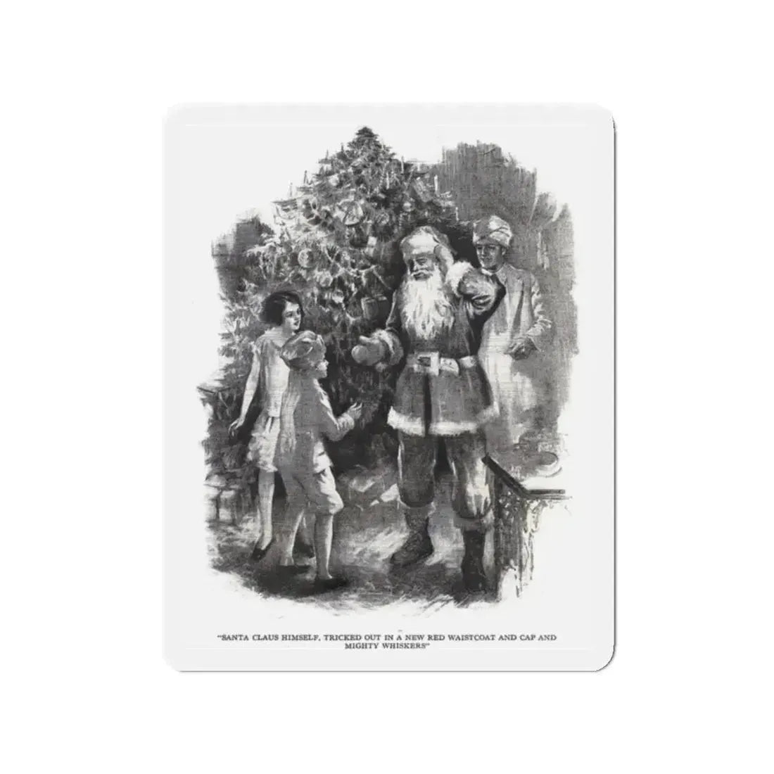 Santa Claus Sahib (2), St. Nicholas magazine, January 1927 (Magazine Illustration) Refrigerator Magnet 2 Inch Die-Cut - The Sticker Space