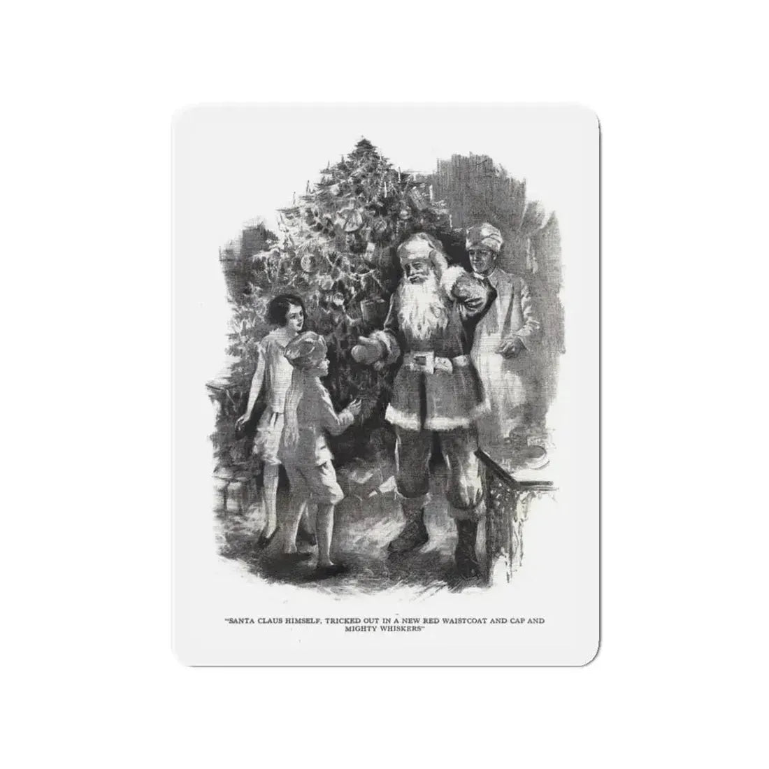 Santa Claus Sahib (2), St. Nicholas magazine, January 1927 (Magazine Illustration) Refrigerator Magnet 3 Inch Die-Cut - The Sticker Space