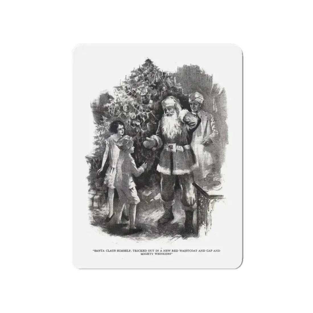 Santa Claus Sahib (2), St. Nicholas magazine, January 1927 (Magazine Illustration) Refrigerator Magnet 4 Inch Die-Cut - The Sticker Space