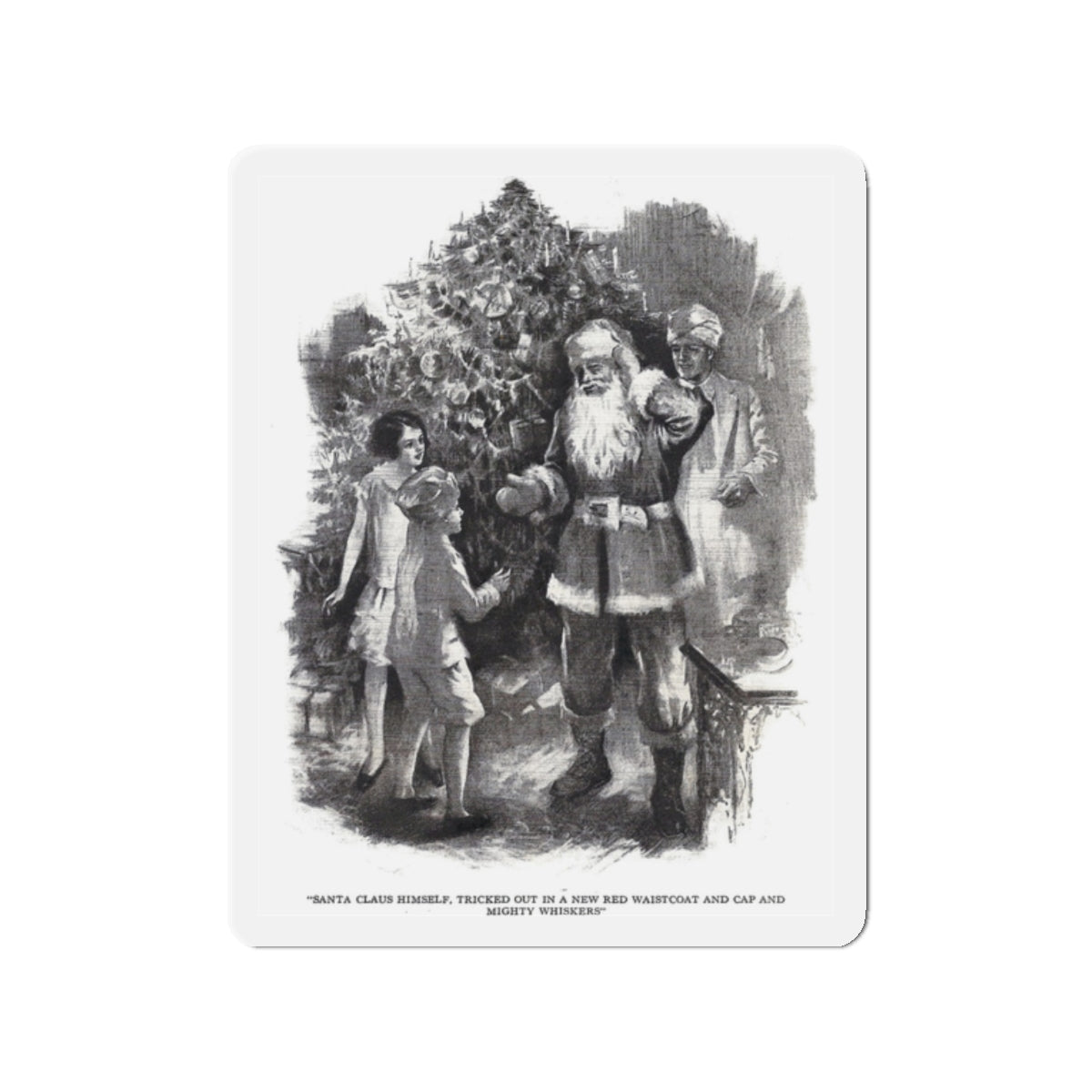 Santa Claus Sahib (2), St. Nicholas magazine, January 1927 (Magazine Illustration) Refrigerator Magnet-2" x 2"-The Sticker Space