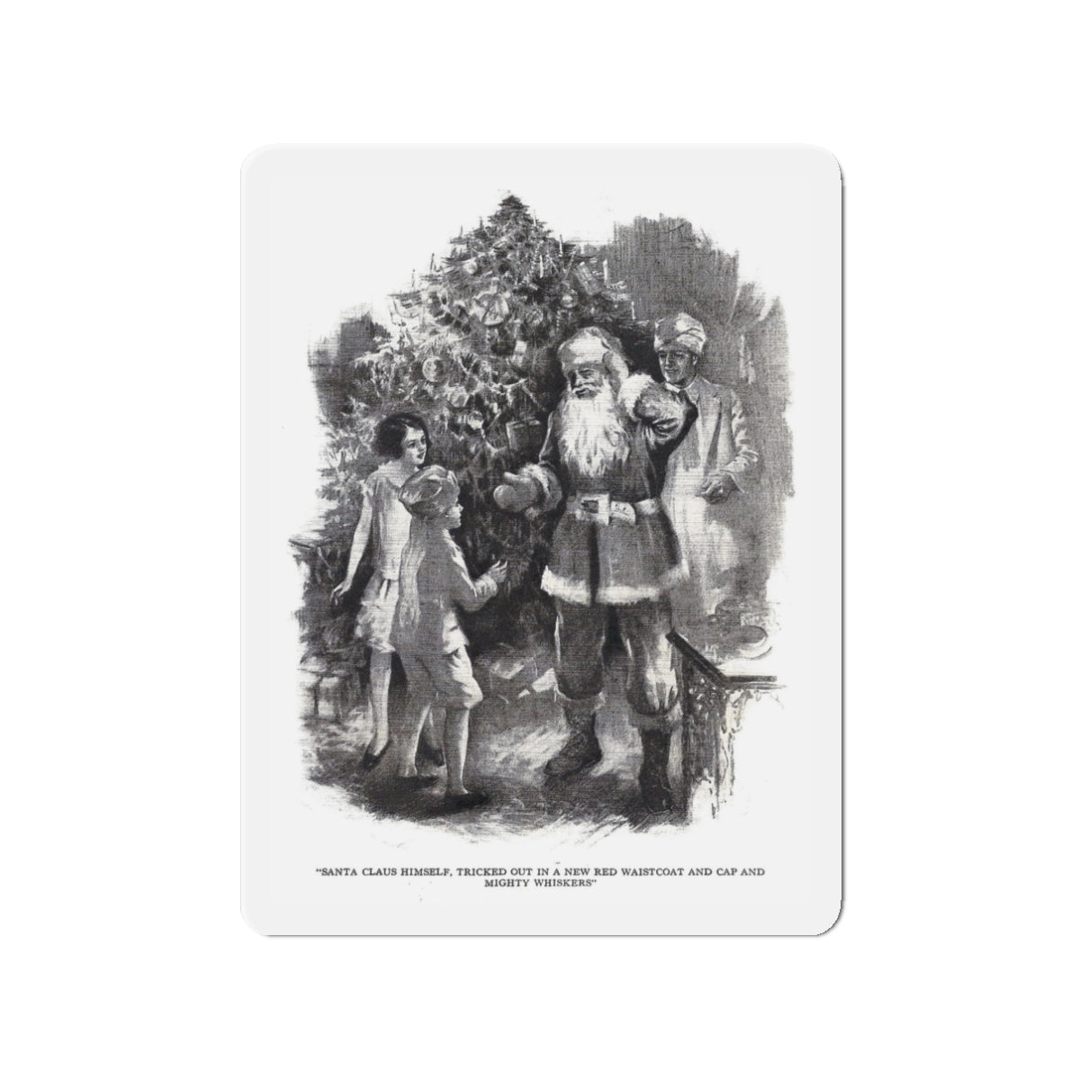 Santa Claus Sahib (2), St. Nicholas magazine, January 1927 (Magazine Illustration) Refrigerator Magnet-3 Inch-The Sticker Space