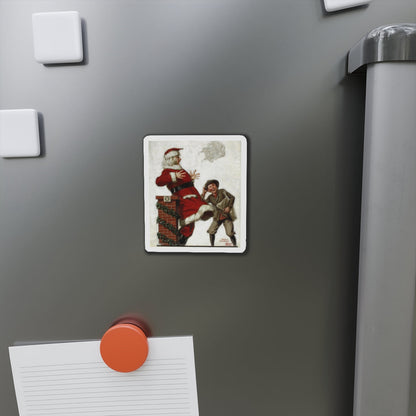 Santa in the Wind (Magazine Illustration) Refrigerator Magnet-The Sticker Space