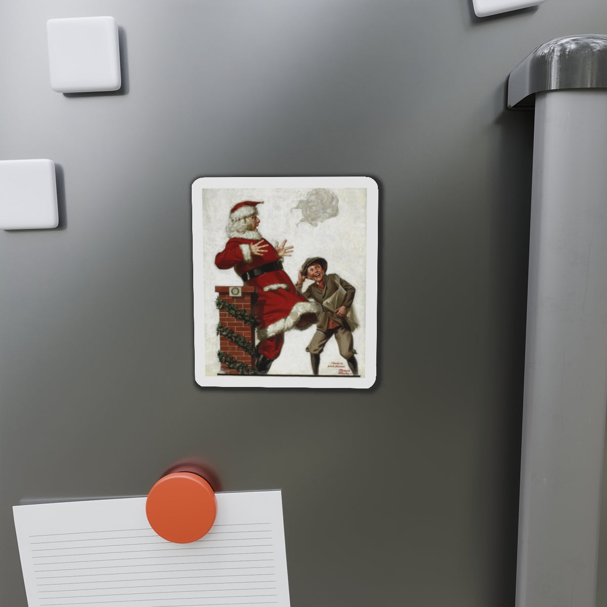 Santa in the Wind (Magazine Illustration) Refrigerator Magnet-The Sticker Space