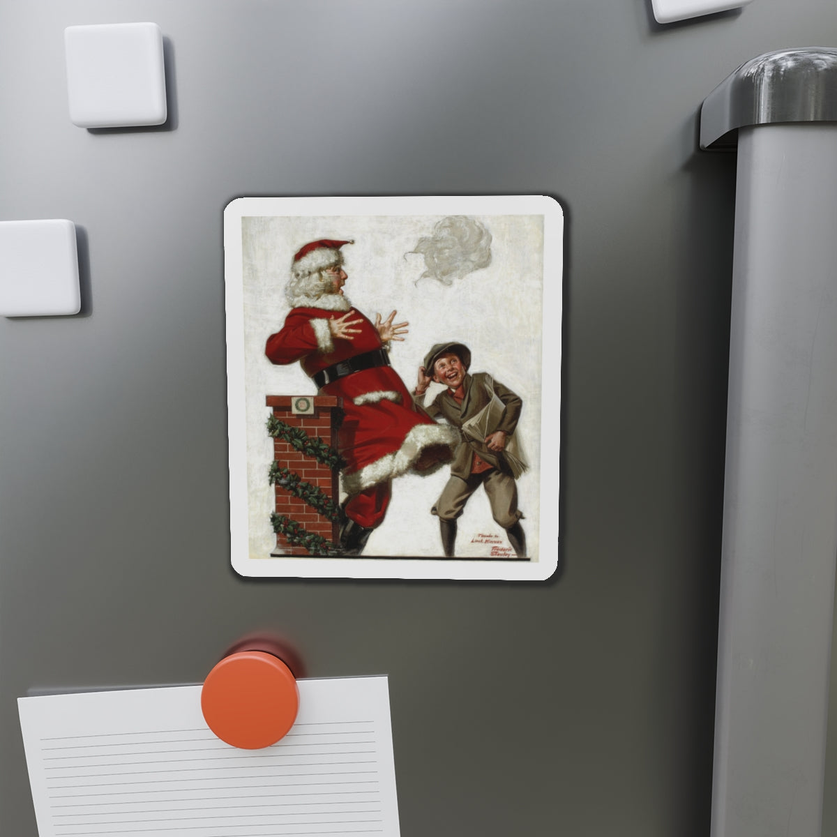 Santa in the Wind (Magazine Illustration) Refrigerator Magnet-The Sticker Space