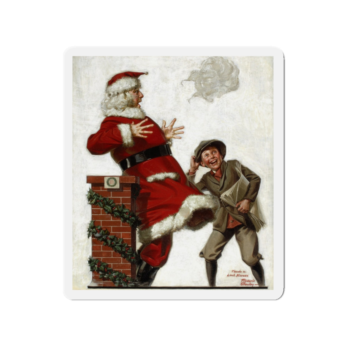 Santa in the Wind (Magazine Illustration) Refrigerator Magnet-3 Inch-The Sticker Space