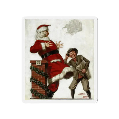 Santa in the Wind (Magazine Illustration) Refrigerator Magnet 3 Inch Die-Cut - The Sticker Space