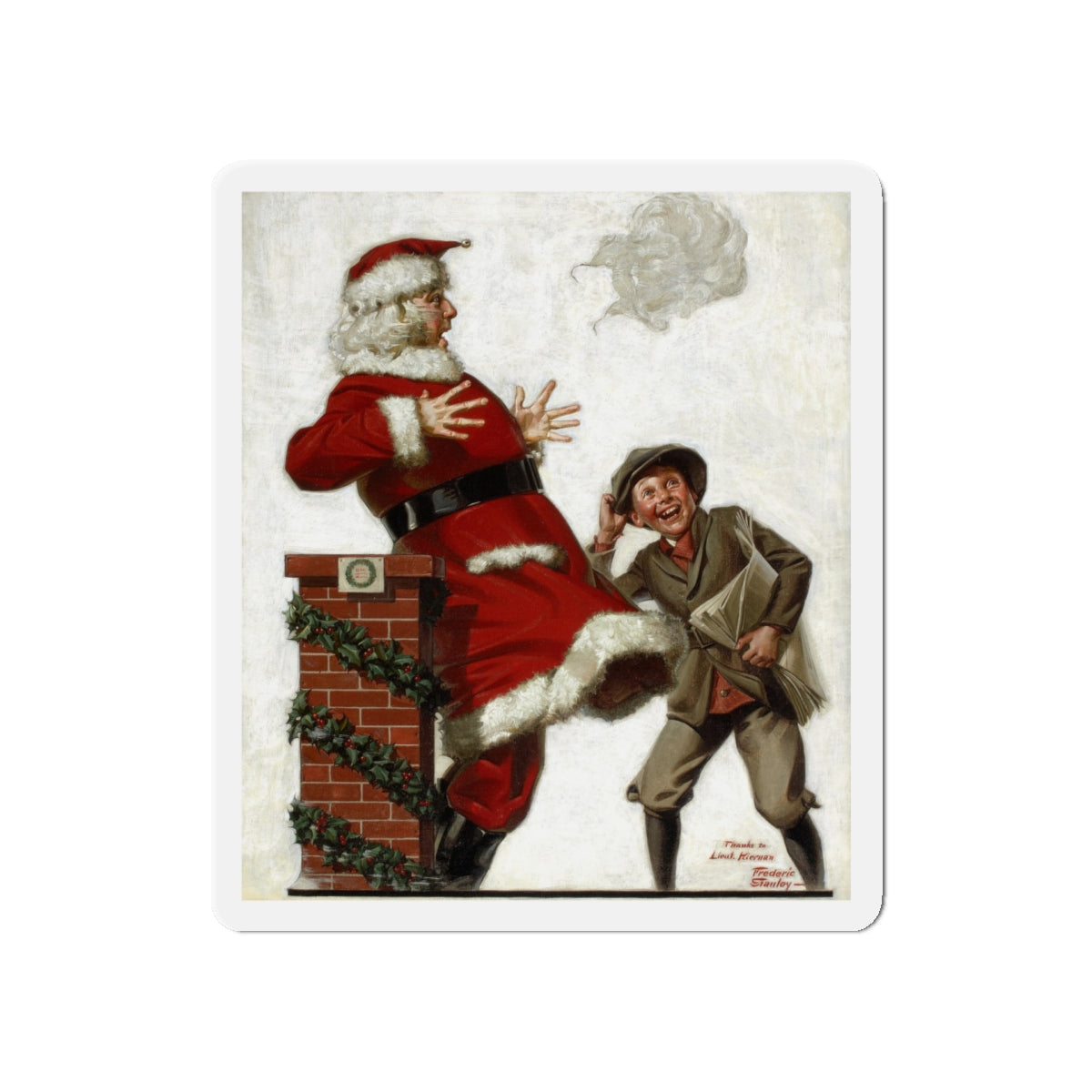 Santa in the Wind (Magazine Illustration) Refrigerator Magnet-5 Inch-The Sticker Space