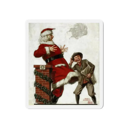 Santa in the Wind (Magazine Illustration) Refrigerator Magnet 6 Inch Die-Cut - The Sticker Space