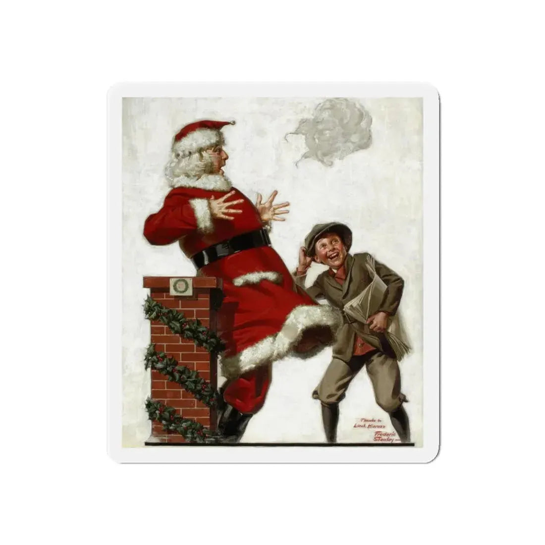 Santa in the Wind (Magazine Illustration) Refrigerator Magnet - The Sticker Space