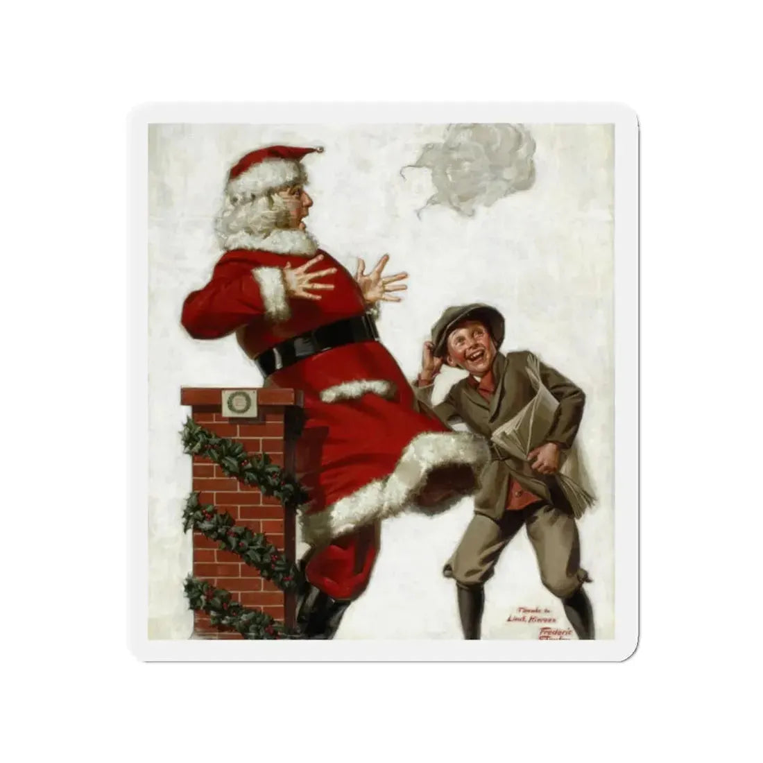 Santa in the Wind (Magazine Illustration) Refrigerator Magnet - The Sticker Space