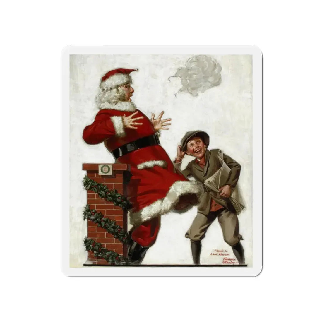 Santa in the Wind (Magazine Illustration) Refrigerator Magnet - The Sticker Space